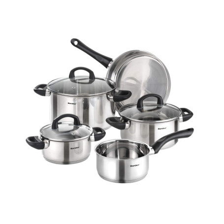 Set de Casseroles Karcher Mia en Acier Inoxydable - 5 Pièces avec Couvercles en Verre