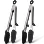 Lot de 2 Pinces de Cuisine en Silicone avec Support - PREMYO
