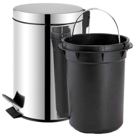 Poubelle de Cuisine avec Pédale en Acier Inoxydable - 3L, Finition Chrome Brillant