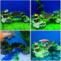 Décoration d'Aquarium ODOOKON avec Plantes Artificielles et Pont Coloré
