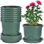 Ensemble de 6 Pots de Fleurs en Plastique Vert 22 cm pour Plantes Succulentes