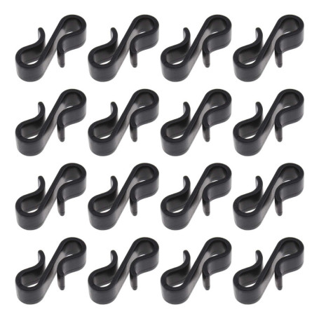 Lot de 120 crochets S en plastique noir pour guirlandes lumineuses