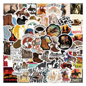 Lot de 50 Autocollants Western Cowboy pour Skateboard et Décoration