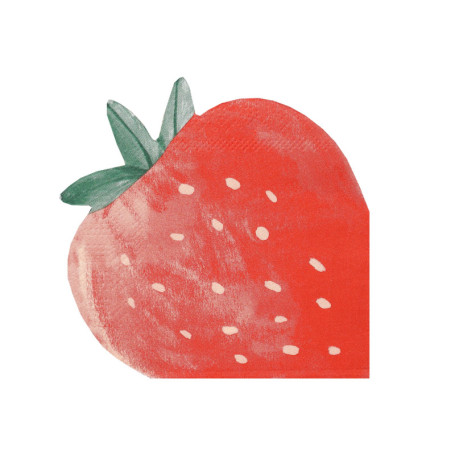 Lot de 20 serviettes jetables fraise pour fêtes - 25 cm