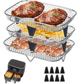 Grille Empilable en Acier Inoxydable pour Friteuse à Air Ninja - 3 Niveaux
