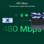 Adaptateur USB-C vers USB-A Green Cell en Aluminium - Charge Rapide et Transfert de Données
