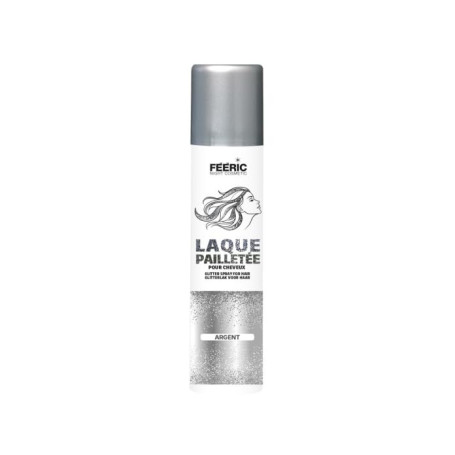 Laque Pailletée Argent pour Cheveux - Spray Scintillant Tenue Longue