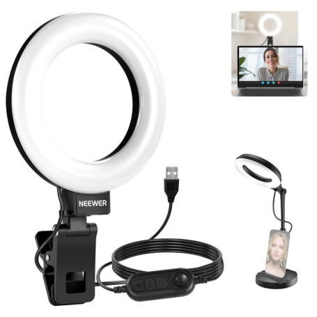 Lampe Anneau Lumineux NEEWER 5" LED avec Support et Pince pour Selfies et Vidéos