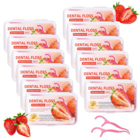 Fil Dentaire Enfant Aromatisé à la Fraise - 600 Bâtonnets Pratiques