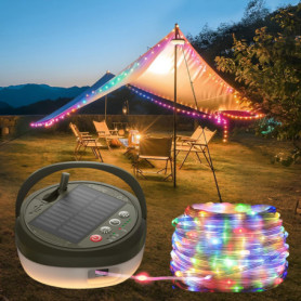 Guirlande LED Solaire 10 m Glocusent - Lampe de Camping Rechargeable