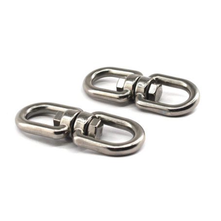 Lot de 2 crochets pivotants en acier inoxydable M8 avec anneaux connecteurs