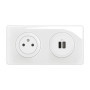 Prise Électrique Murale Céliane avec Double Chargeur USB - Blanc