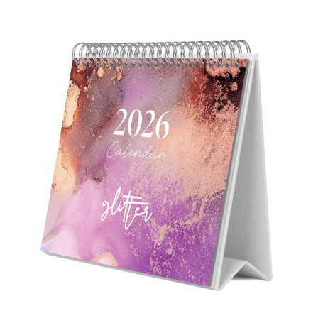 Calendrier de Bureau 2026 Glitter - Organisation Élégante avec Espace pour Notes