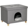 Maison de Chat Design PawHut avec Coussin Doux et Repose-Pieds - Gris