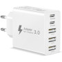 Chargeur USB C Rapide, 50W 5 Ports Prise USB C Chargeur Rapide iPhone Prise USB Multiple Adaptateur USB Chargeur Type C Secteur 