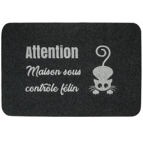 Paillasson Antidérapant Design Chat 60x40 cm - Tapis Lavable pour Intérieur et Extérieur