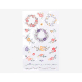 Autocollants Dailylike en PVC - Couronne de Fleurs Multicolores