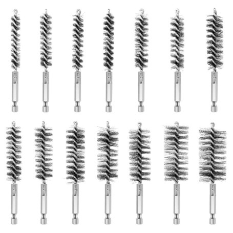 Lot de 14 brosses métalliques pour perceuse avec tige hexagonale
