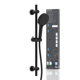 Ensemble de Douche EISL DX7076CSB STILO Noir Mat avec Pommeau 3 Fonctions