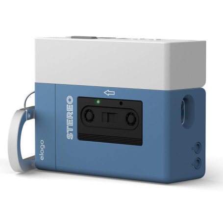 Coque Vintage Lecteur de Cassette pour AirPods Pro 3 - Étui Résistant avec Lanière (Bleu)