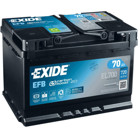 Batterie Exide EFB EL700 70Ah 720A pour Voiture