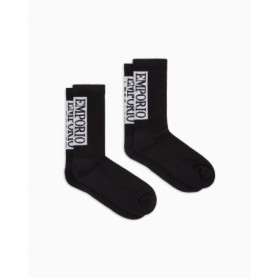 Lot de 2 Chaussettes Courtes Emporio Armani en Éponge - Noir