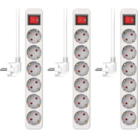Multiprise ELRO ES106 - Lot de 3 avec Interrupteur et Câble de 1,5 m