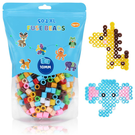 Pack Créatif de Perles à Repasser VynyQoo - 504 Perles Colorées avec Patrons et Papiers