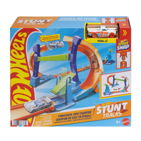 Coffret Piste Looping Hot Wheels avec Voiture 1/64 et Saut Multi Crash