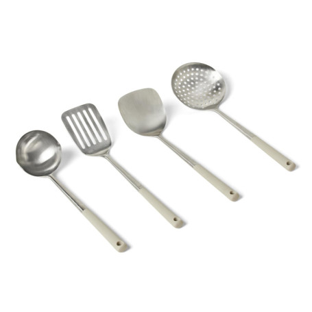 Ensemble de Cuillères et Louches en Acier Inoxydable - 4 Pièces Ergonomiques
