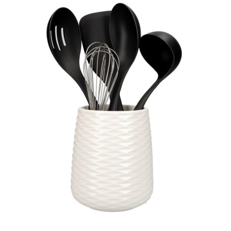 Kit de 5 Ustensiles de Cuisine Anti-Adhérents avec Pot de Rangement KitchenAid
