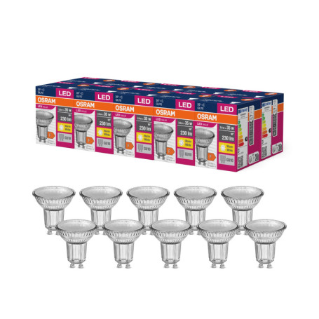 Lot de 10 Ampoules LED Osram PAR16 GU10 Blanc Chaud 2,6W