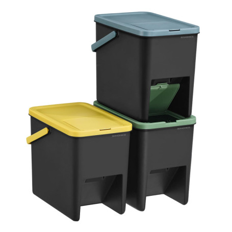 Lot de 3 Poubelles de Tri Empilables SONGMICS - 20L avec Couvercles à Pression