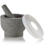 Mortier et pilon en granit 15,2 cm avec couvercle en silicone