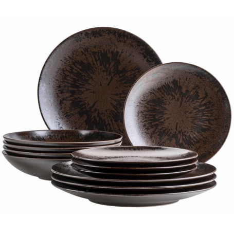 MÄSER Ensemble de Vaisselle Metallic Bronze 12 Pièces pour 4 Personnes