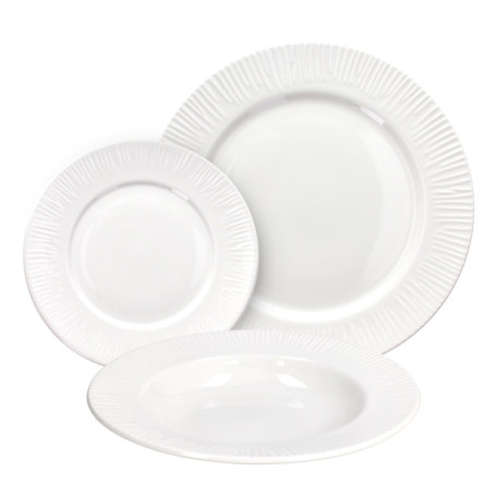 Service de Vaisselle Tognana Philo 18 Pièces en Porcelaine Blanche pour 6 Personnes