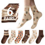 Lot de 6 Paires de Chaussettes Amusantes en Coton pour Femme - Motif Floral