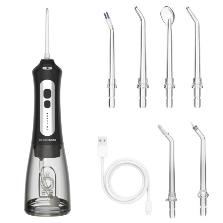 Hydropulseur Dentaire Sans Fil BarberBoss - Rechargeable avec 5 Modes et Écran LED
