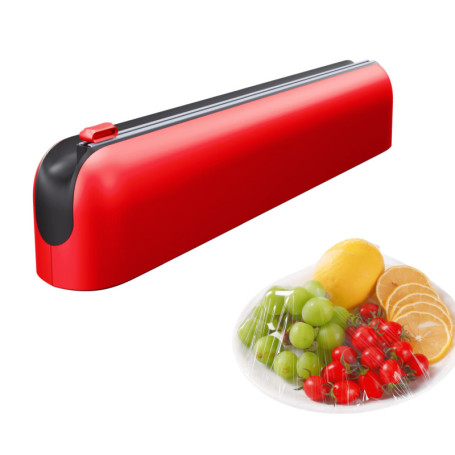Dérouleur Magnétique Quasziwa pour Film Alimentaire - Coupeur Précis et Compact, Rouge