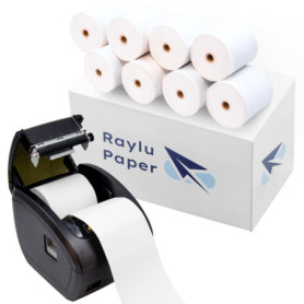 Rouleaux de Papier Thermique Raylu Paper 80 x 80 mm - Lot de 8 pour Imprimante