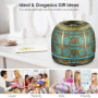 Diffuseur d'Huiles Essentielles Vintage en Métal - 500ml avec Éclairage Multicolore