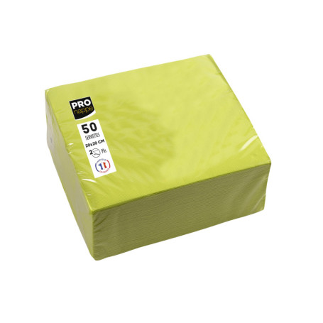 Serviettes Cocktail Vert Kiwi - 50 Unités en Papier Micro-Gaufré