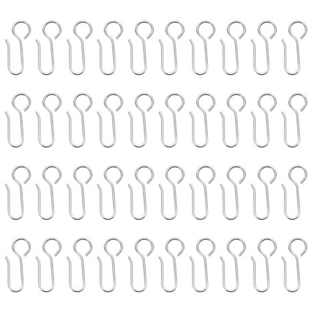 Pack de 50 Crochets en Acier Inoxydable pour Rideaux - TRKETK
