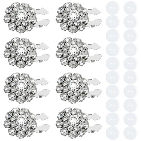 Ensemble de 8 Boutons en Strass Détachables TRKETK pour Décoration