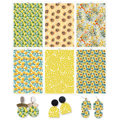 OTCRAFT Lot de 24 Feuilles de Transfert pour Bijoux - Motifs Tournesol et Fleurs
