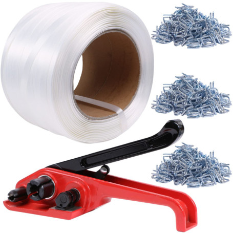 Kit de Cerclage U.S. Solid pour Palette - 500m de Corde Tressée et 300 Attaches Métalliques