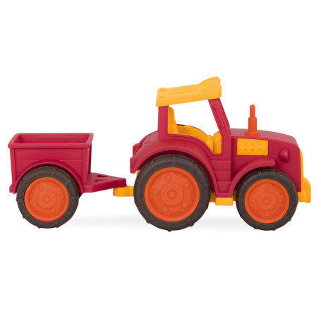 Tracteur Rouge avec Remorque - Jouet Écologique pour Enfants