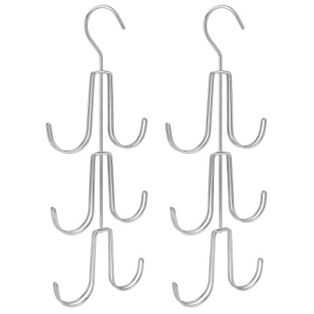 QWORK Rangement Suspendu pour Sacs et Écharpes avec 6 Crochets - Argent