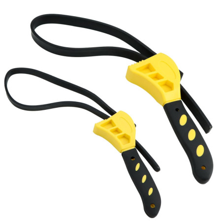 QWORK Set de 2 Clés à Sangle Réglables pour Filtre à Huile - 500 mm et 600 mm