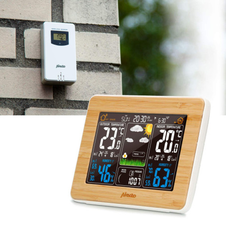 Station Météo Alecto WS-1560 en Bambou avec Capteur Sans Fil